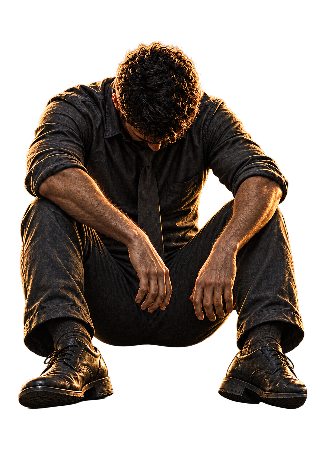 A person seated and overwhelmed inside financial pressure